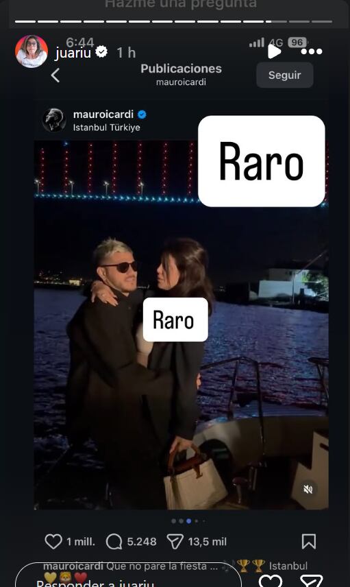 Mauro Icardi mostró fotos junto a Wanda Nara y encendió la polémica en las redes: “¿Le pegó la melancolía»