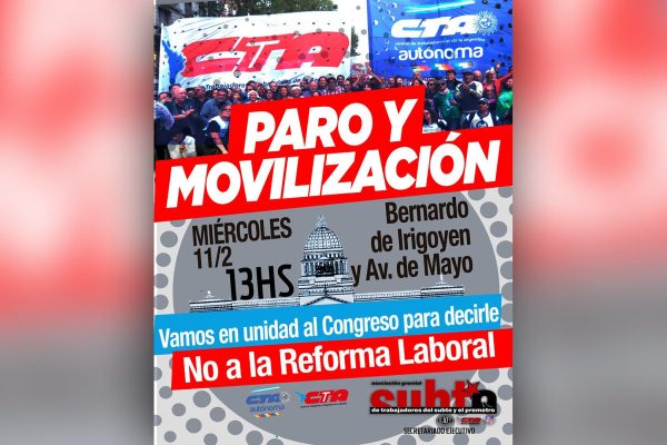 Metrodelegados realizarán este miércoles un paro en el subte en reclamo contra la reforma laboral