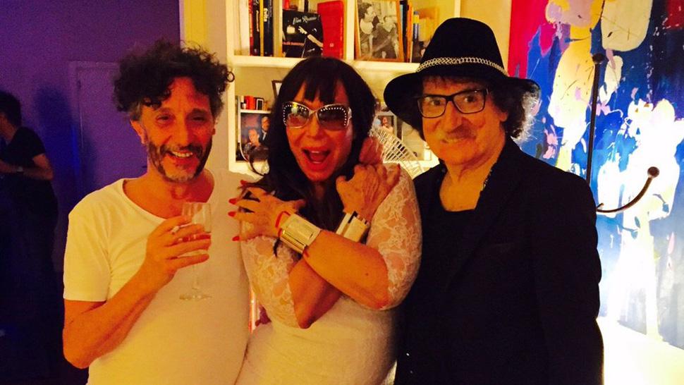 Fito Páez, Moria Casán y Charly García en la fiesta de Fin de Año de 2015, luego de los días que la diva permaneció presa en Paraguay