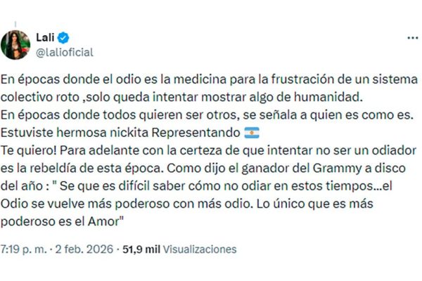 Nicki Nicole se defendió de una supuesta polémica en los Premios Grammy con Billie Eilish: su descargo y el apoyo de Lali