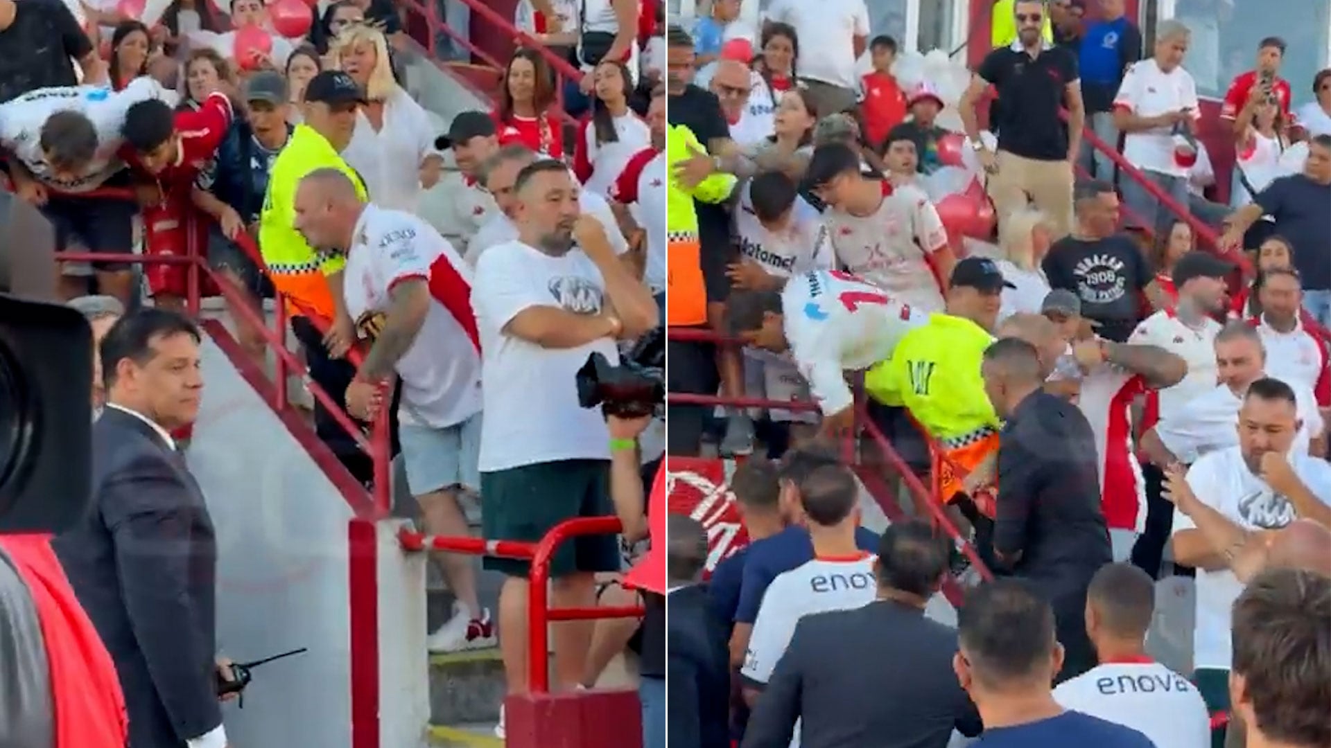 El momento de los incidentes en la cancha de Huracán