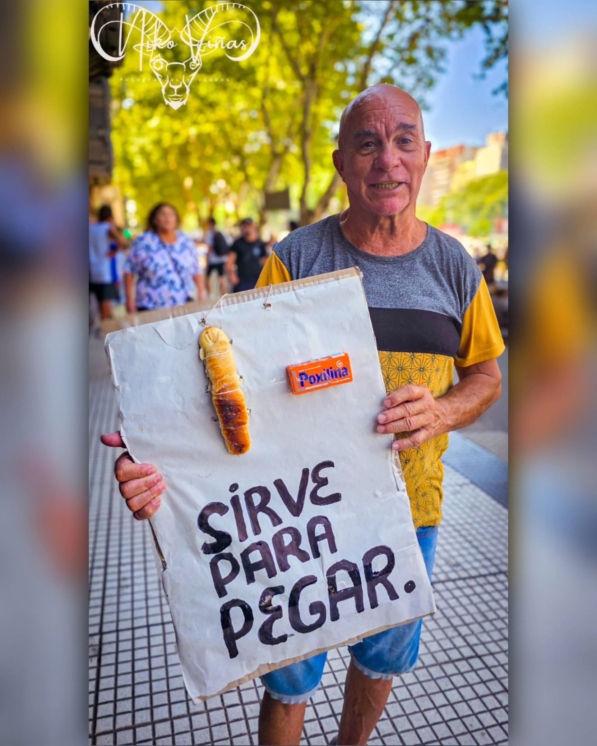 La foto que sacó ayer Viñas durante la marcha, previo a su detención por parte de la policía porteña