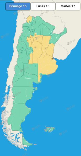 Los sectores que se verán afectados por las tormentas del domingo