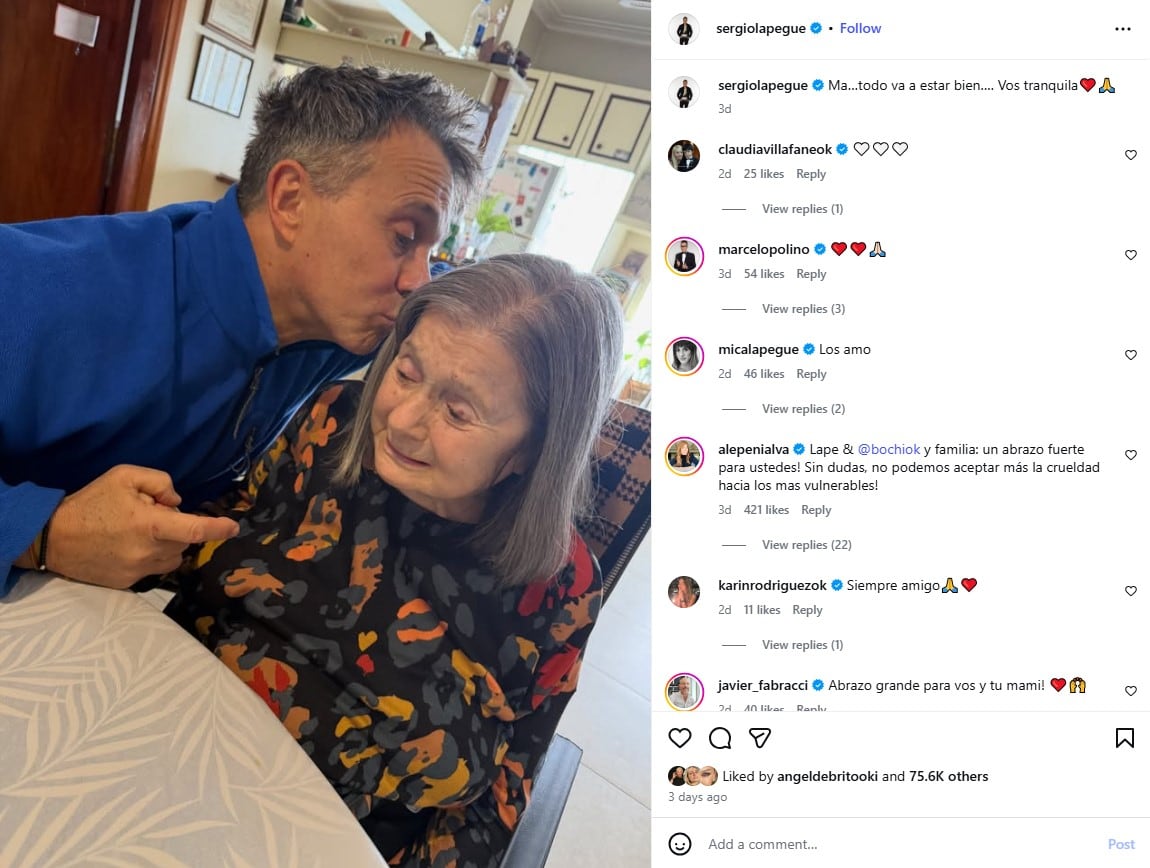 Sergio Lapegüe celebró el cumpleaños de su madre después del violento robo que sufrió: “Felices de verte sonreír”