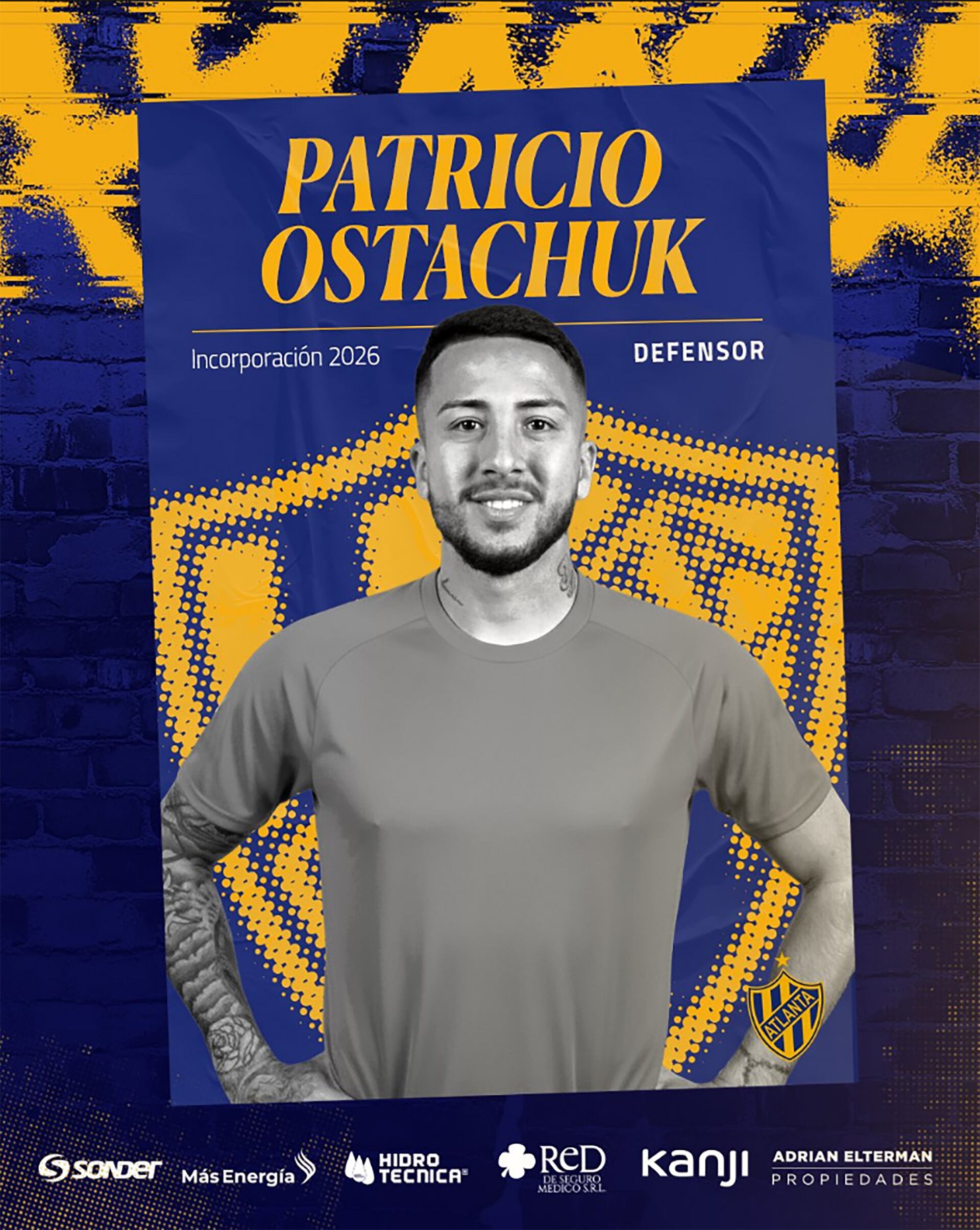 El defensor Patricio Ostachuk, tras su cesión en Tristán Suárez, se sumó a préstamo a Atlanta por un año