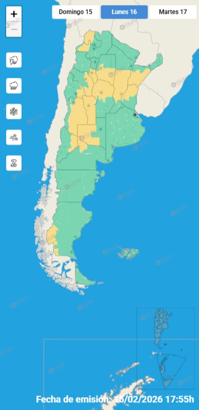 El Servicio Meteorológico Nacional no reporta alertas para la capital durante la tercera semana de febrero