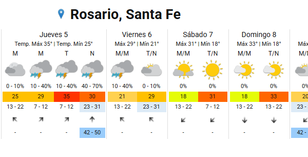 Una serie de fuertes ráfagas de viento provocaron destrozos y caída de árboles en Rosario