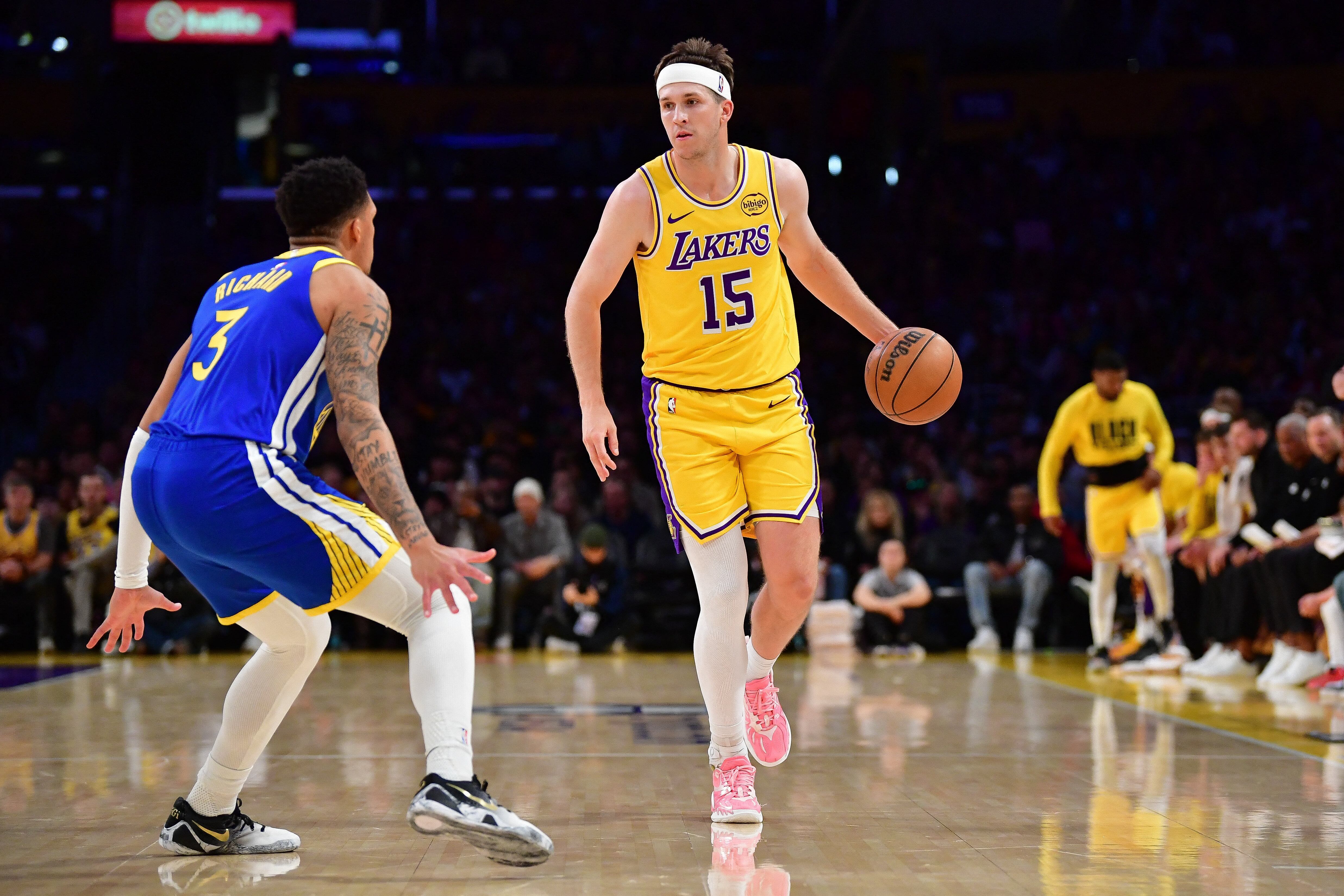 Austin Reaves se transforma en figura de los Lakers tras surgir desde Newark, Arkansas, y captar la atención de la NBA (Mandatory Credit: Gary A. Vasquez-Imagn Images)