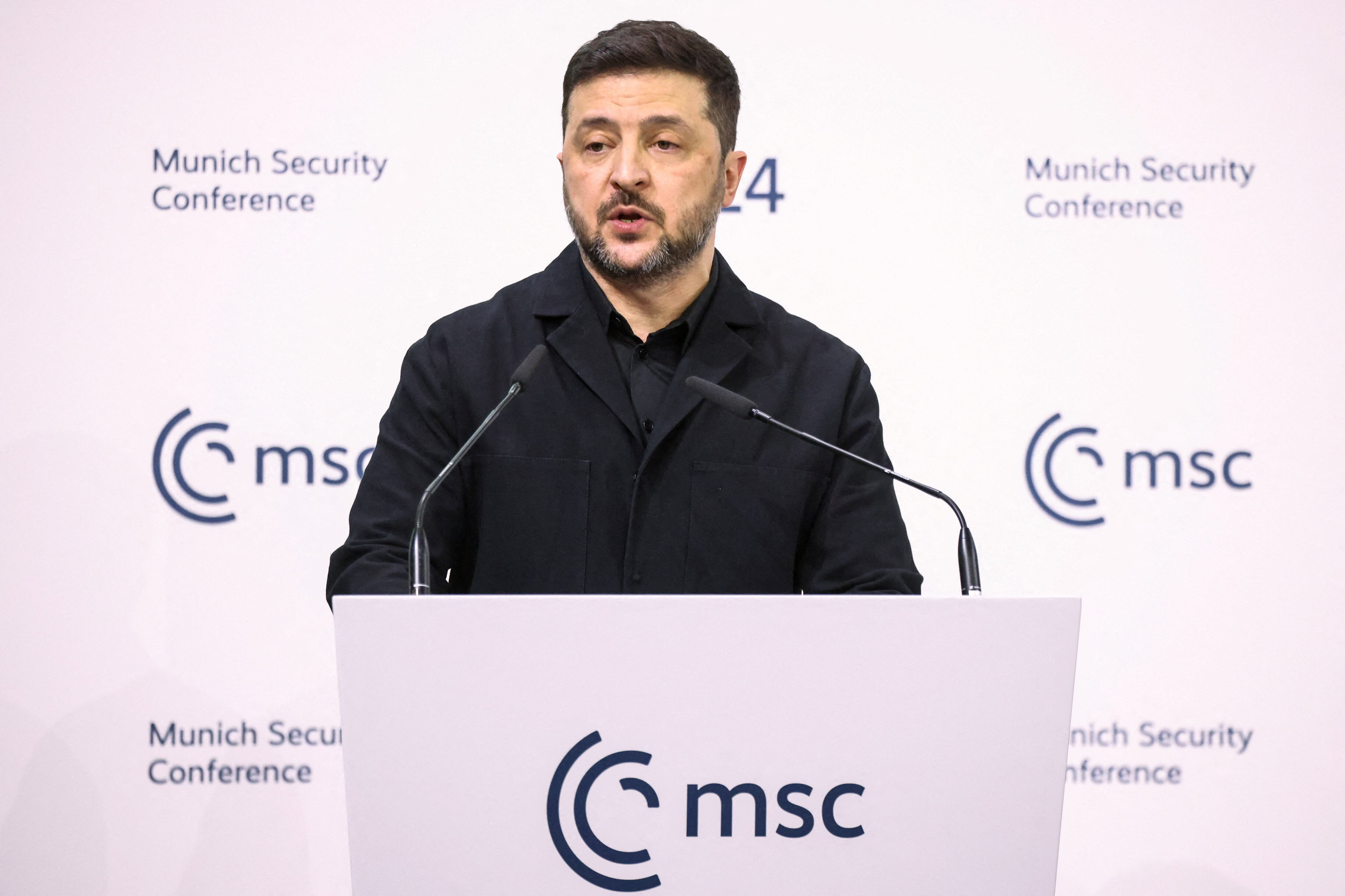 El presidente de Ucrania, Volodimir Zelensky, en la Conferencia de Seguridad de Múnich (REUTERS/Liesa Johannssen)