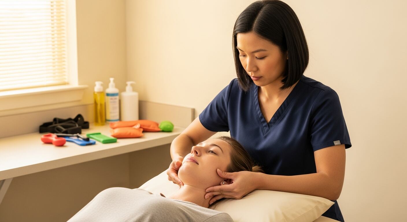 La fisioterapia enfocada en la mandíbula y el cuello puede aliviar el dolor muscular y mejorar la movilidad en casos de bruxismo asociado a trastornos articulares (Imagen Ilustrativa Infobae)