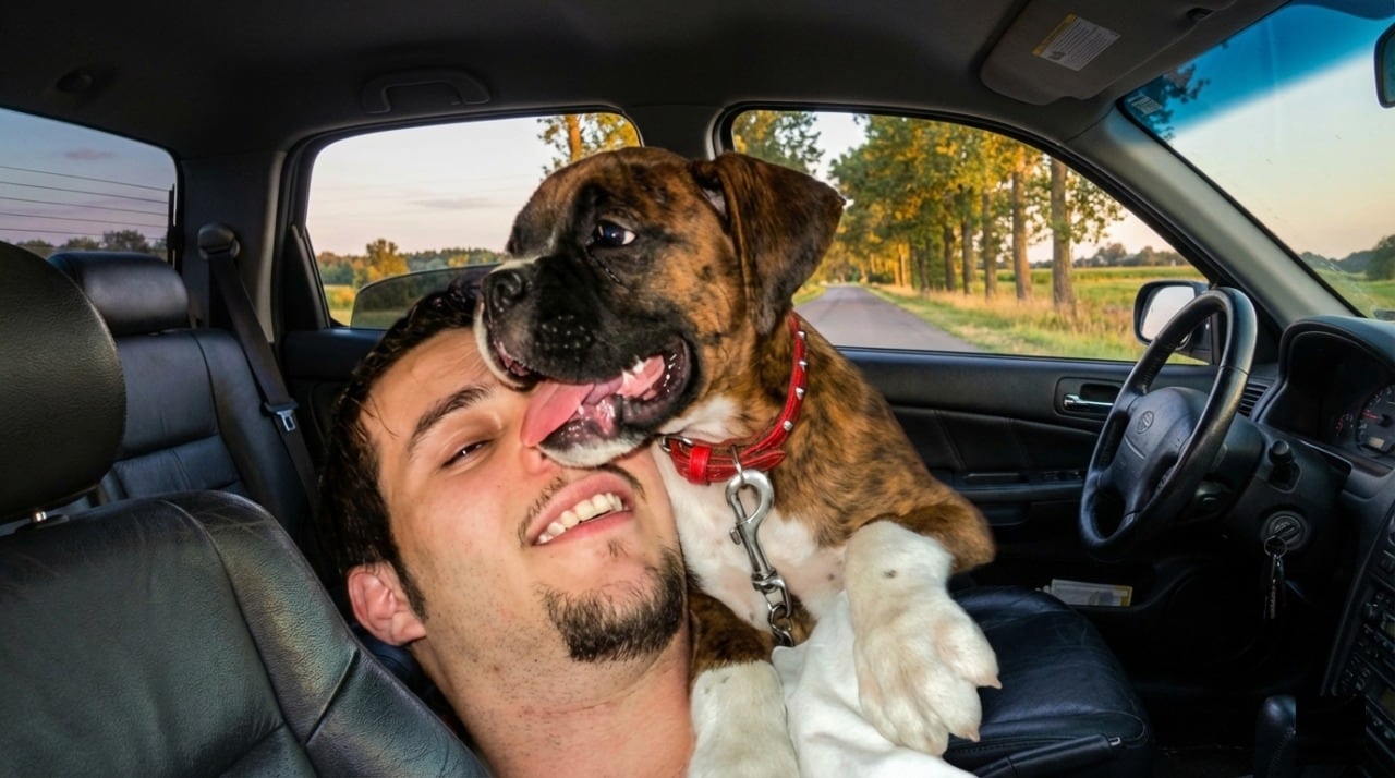 Nicolás junto a uno de sus perros (Facebook: FM DaLe! Venado Tuerto)