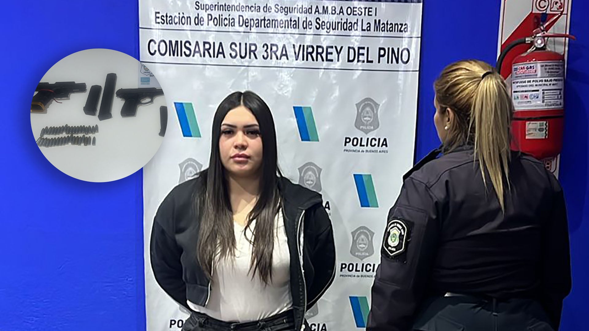 Una mujer fue detenida en la Comisaría Sur 3ra de Virrey del Pino, La Matanza, junto a un oficial de policía y con un importante arsenal de armas de fuego y municiones incautadas.