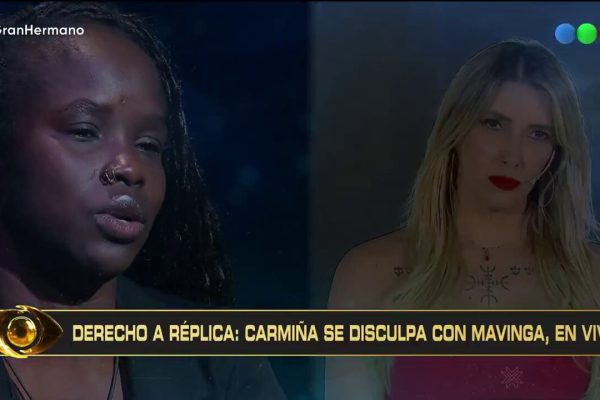 Carmiña reapareció en la casa de Gran Hermano para pedirle perdón a Mavinga por sus expresiones racistas: el fuerte momento