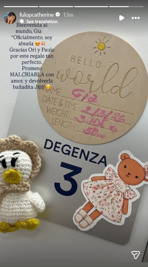 La flamante abuela expresó su alegría ante la llegada de su nieta al mundo (Instagram)