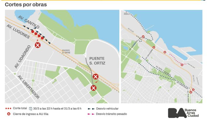 Los cortes nocturnos en las autopistas de Buenos Aires modificarán la movilidad urbana durante las próximas semanas (Gobierno de la Ciudad de Buenos Aires)