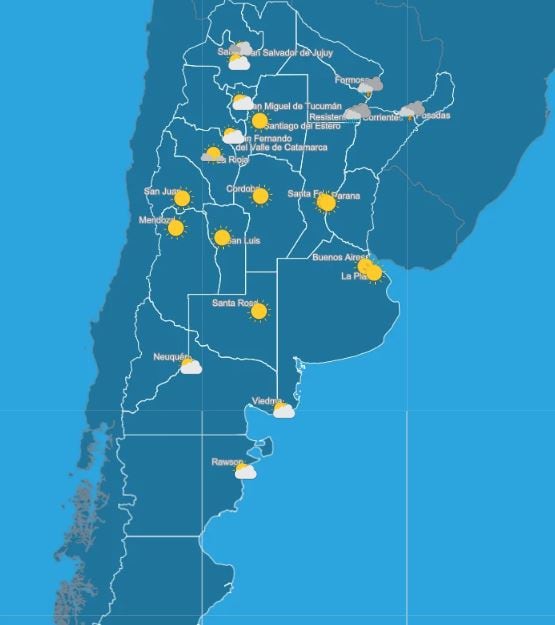 Pronóstico del tiempo en varias provincias y ciudades (Servicio Meteorológico Nacional)