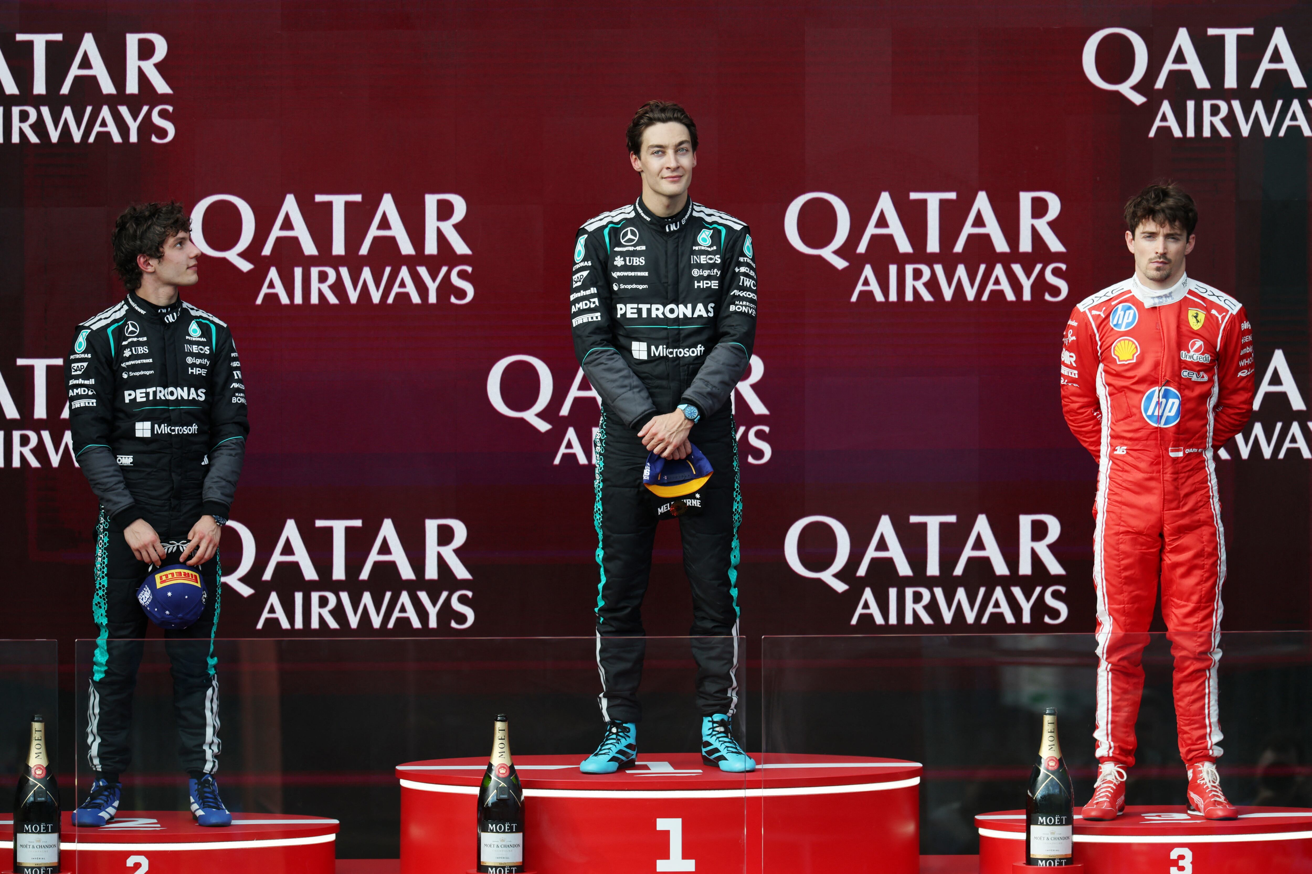 Mercedes se quedó con el 1-2 en Australia con una considerable diferencia sobre el resto y la dupla George Russella-Andrea Kimi Antonelli son los candidatos a pelear por el título (REUTERS/Hollie Adams)