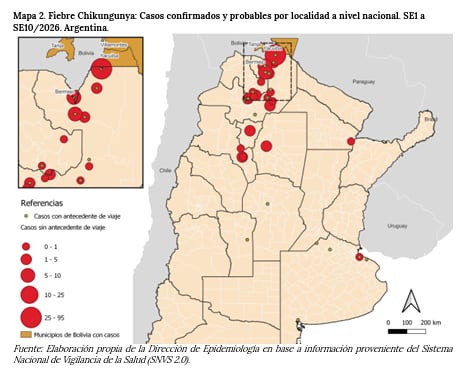 Mapa de la fiebre chikungunya en Argentina (BEN)