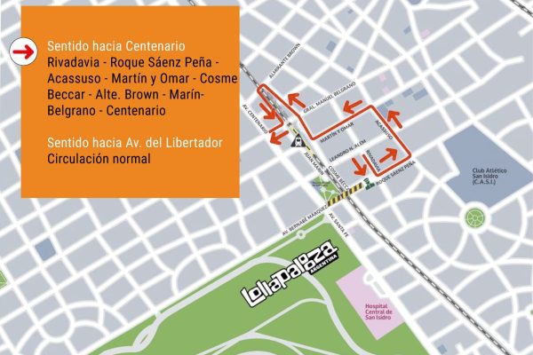 Cuáles son los accesos y desvíos vehiculares por Lollapalooza Argentina 2026: el mapa interactivo