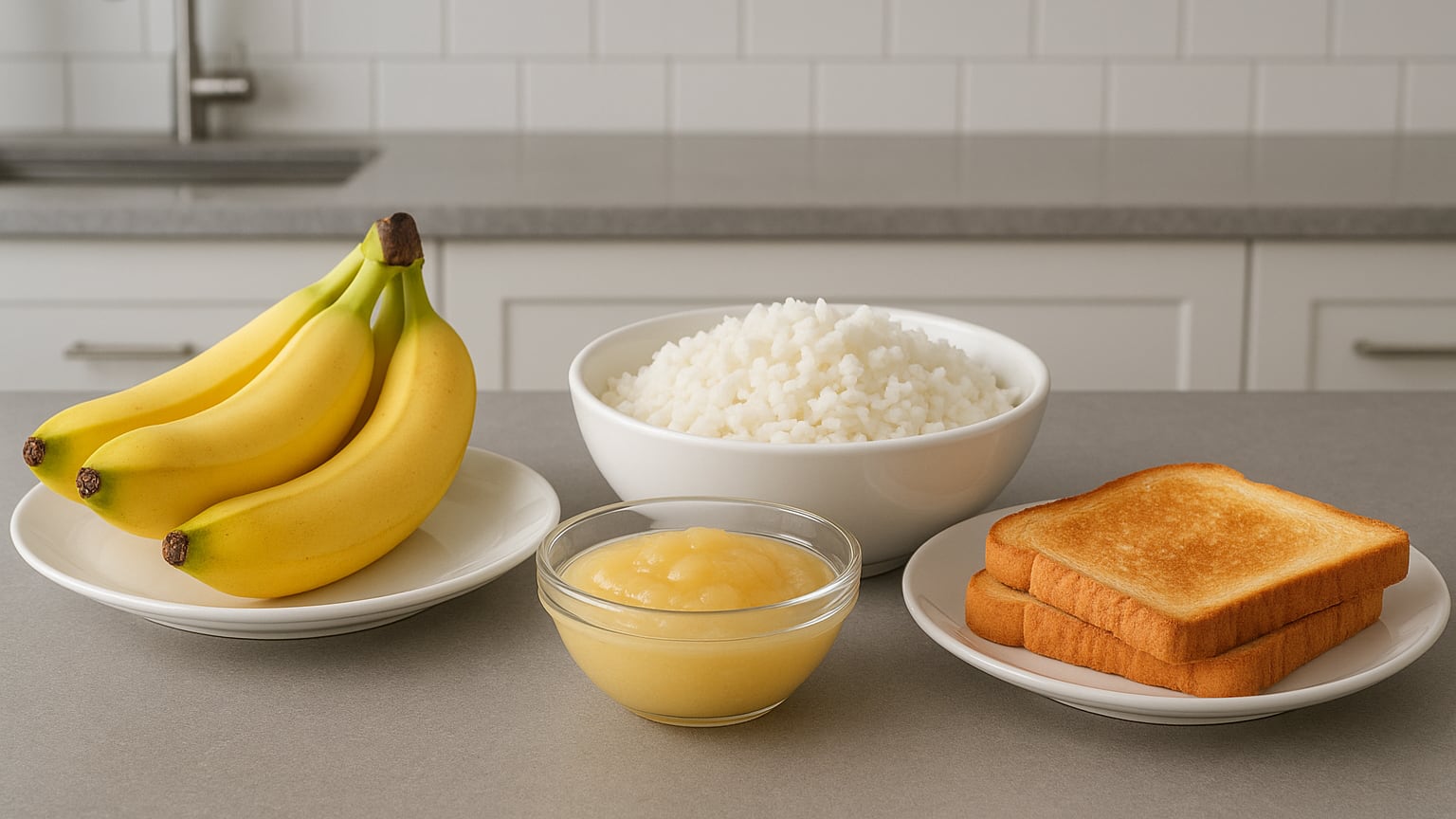 La dieta BRAT, compuesta por bananas, arroz, puré de manzana y tostadas, es recomendada por especialistas por su fácil digestibilidad y bajo contenido de fibra insoluble (Imagen Ilustrativa Infobae)