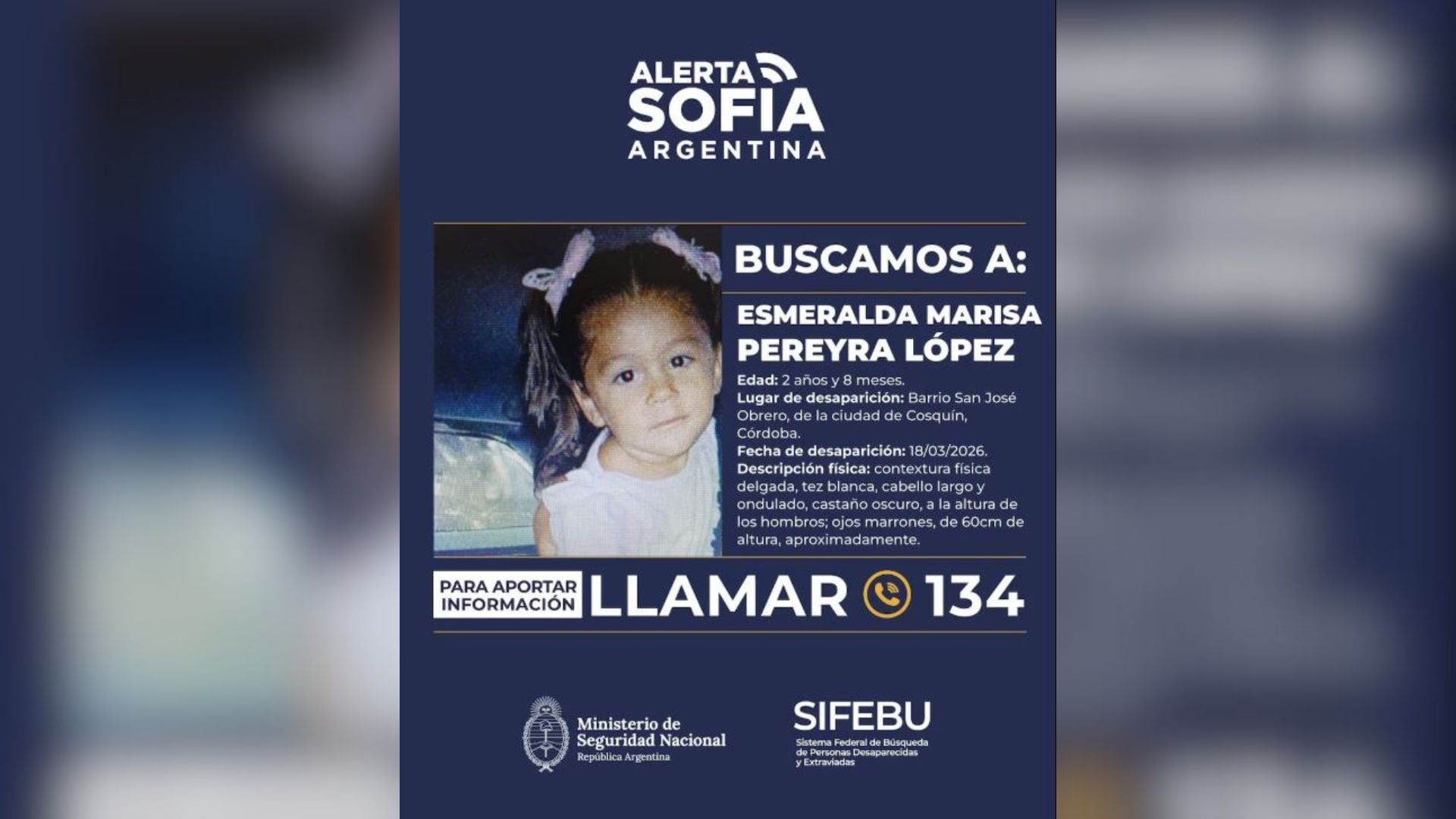 Las autoridades empezaron a buscarla esta tarde despues de la denuncia por desaparición