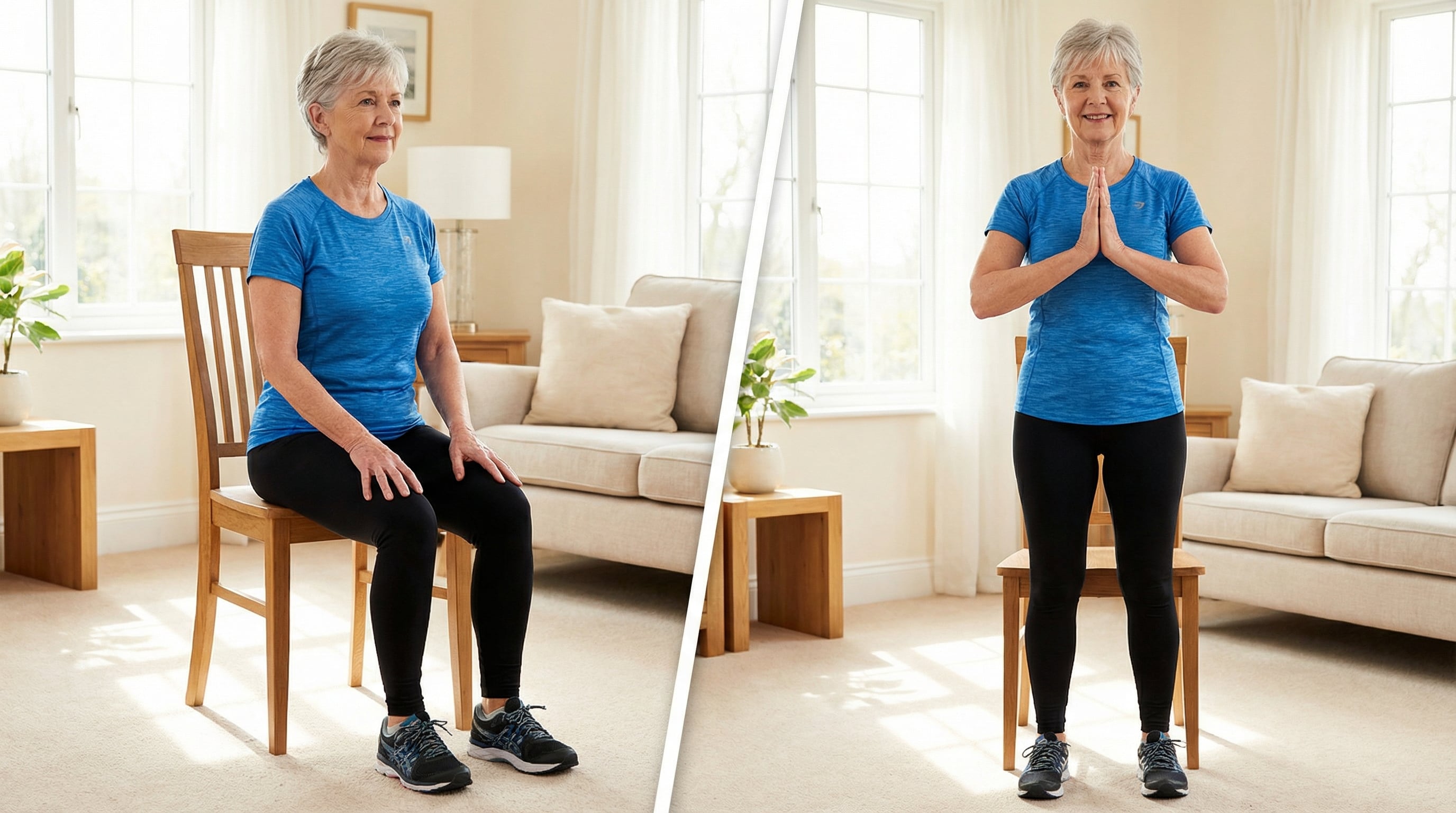 El ejercicio de sentarse y ponerse de pie ayuda a fortalecer las piernas y mejora el equilibrio en adultos mayores (Imagen Ilustrativa Infobae)