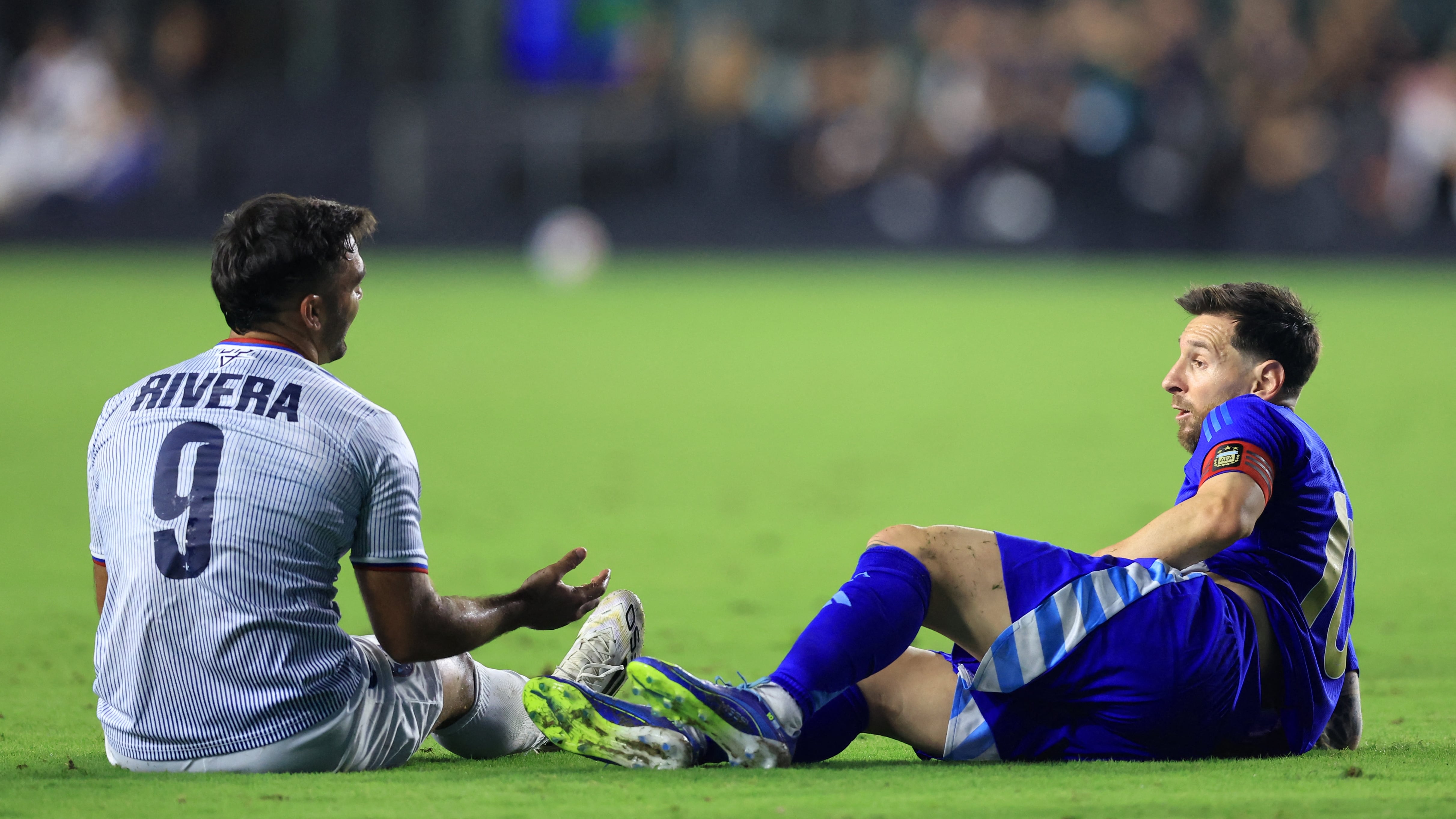 Messi durante el amistoso en el que Argentina goleó a Puerto Rico (Megan Briggs / GETTY IMAGES NORTH AMERICA / Getty Images via AFP)
