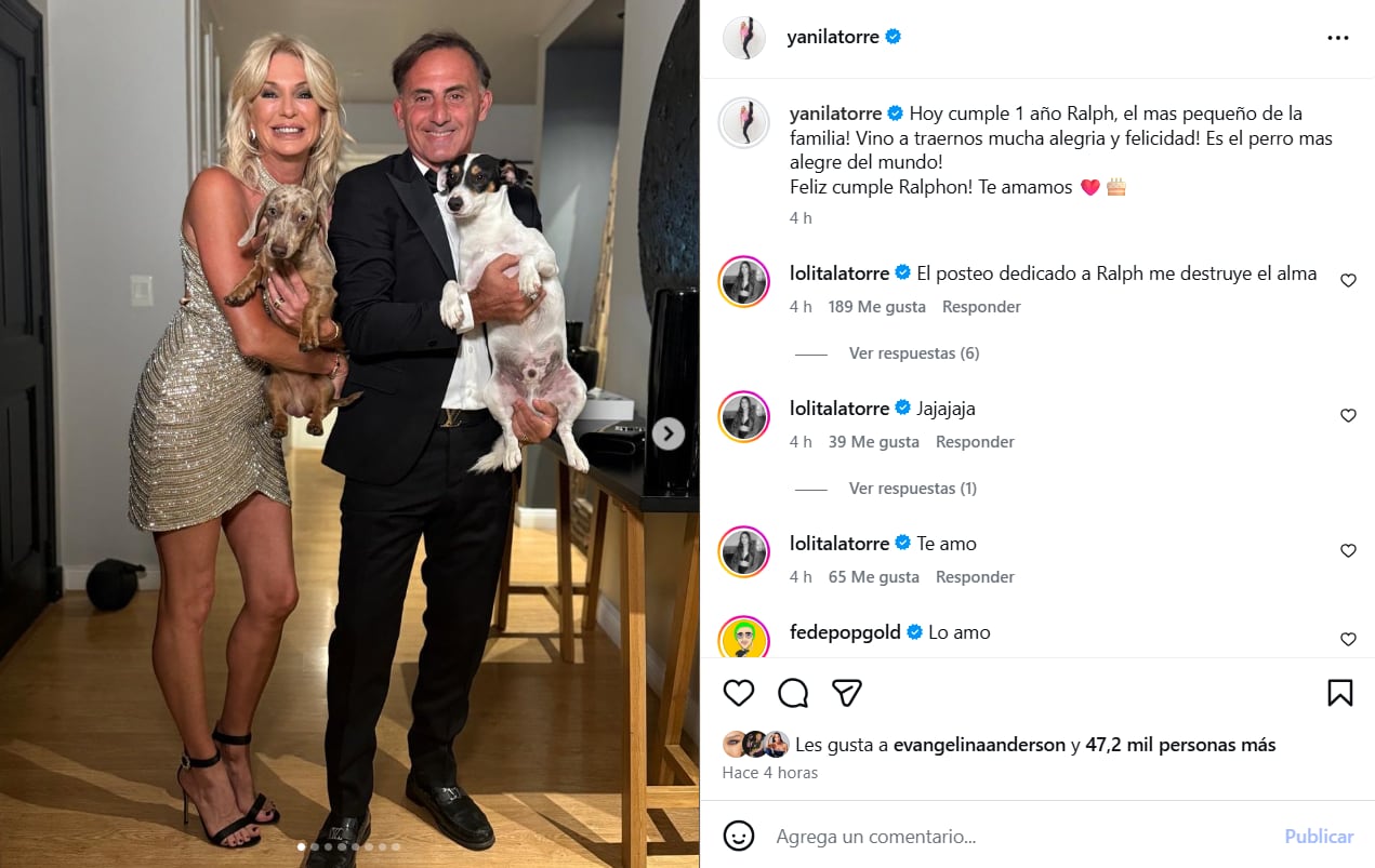 Yanina Latorre celebró el primer cumpleaños de Ralph, su perro salchicha, con un emotivo mensaje en Instagram que conmovió a sus seguidores