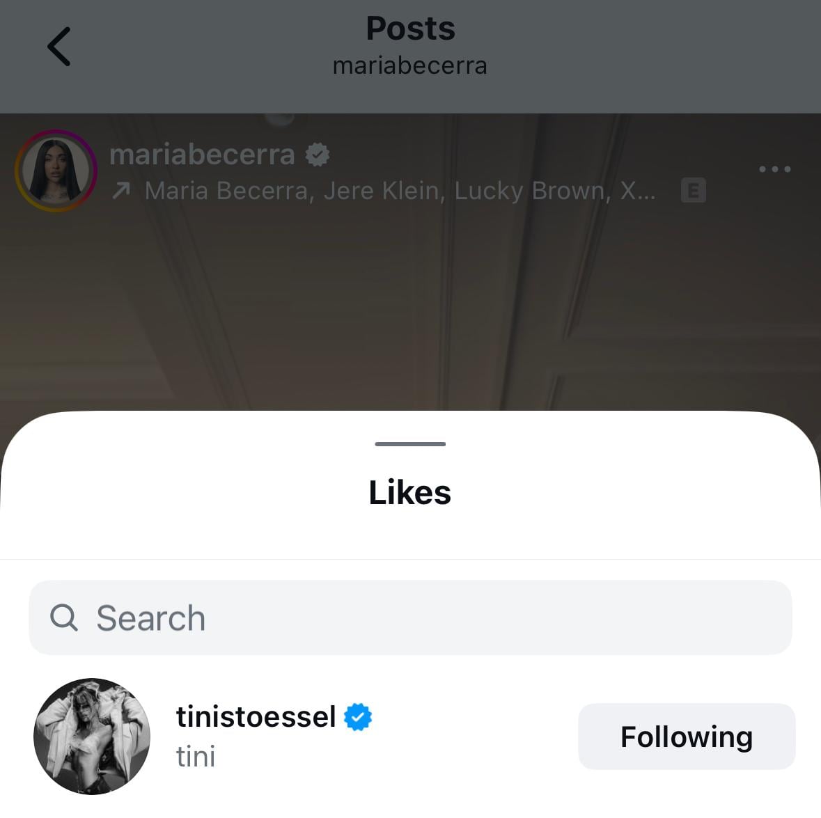 Tini le dio me gusta a la publicación que hizo Becerra tras el descargo de Emilia