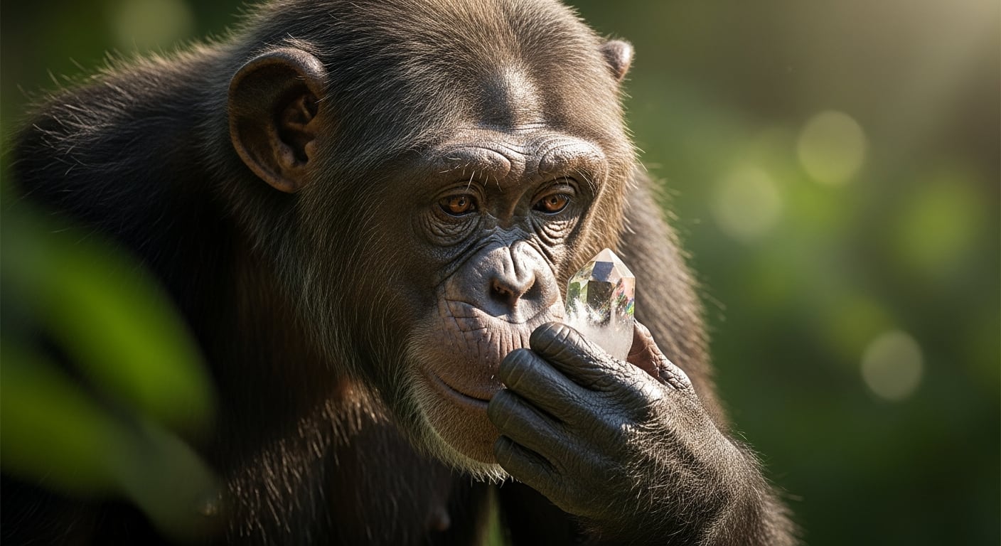 El experimento con chimpancés revela una fascinación espontánea por la transparencia y geometría de los cristales de cuarzo (Imagen Ilustrativa Infobae)