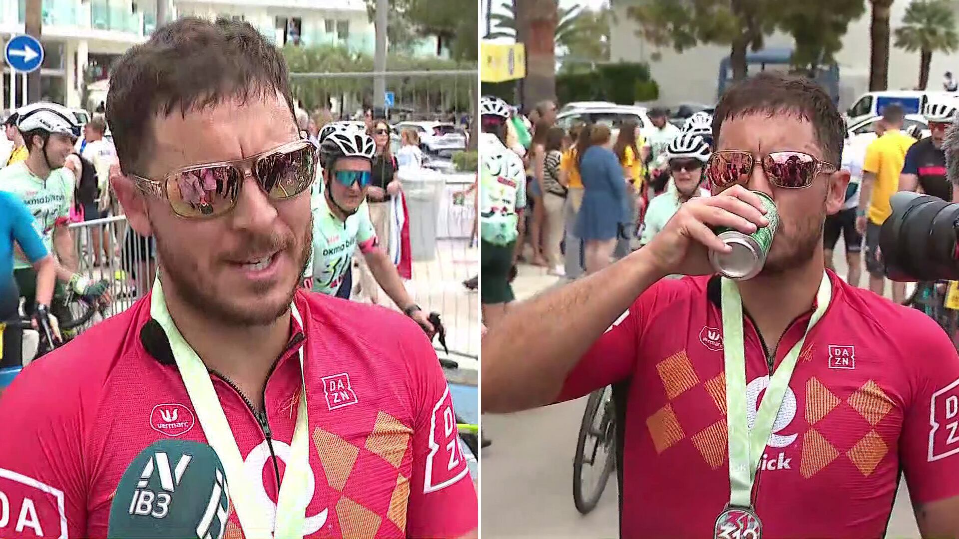 Hazard culminó su participación tomando una cerveza