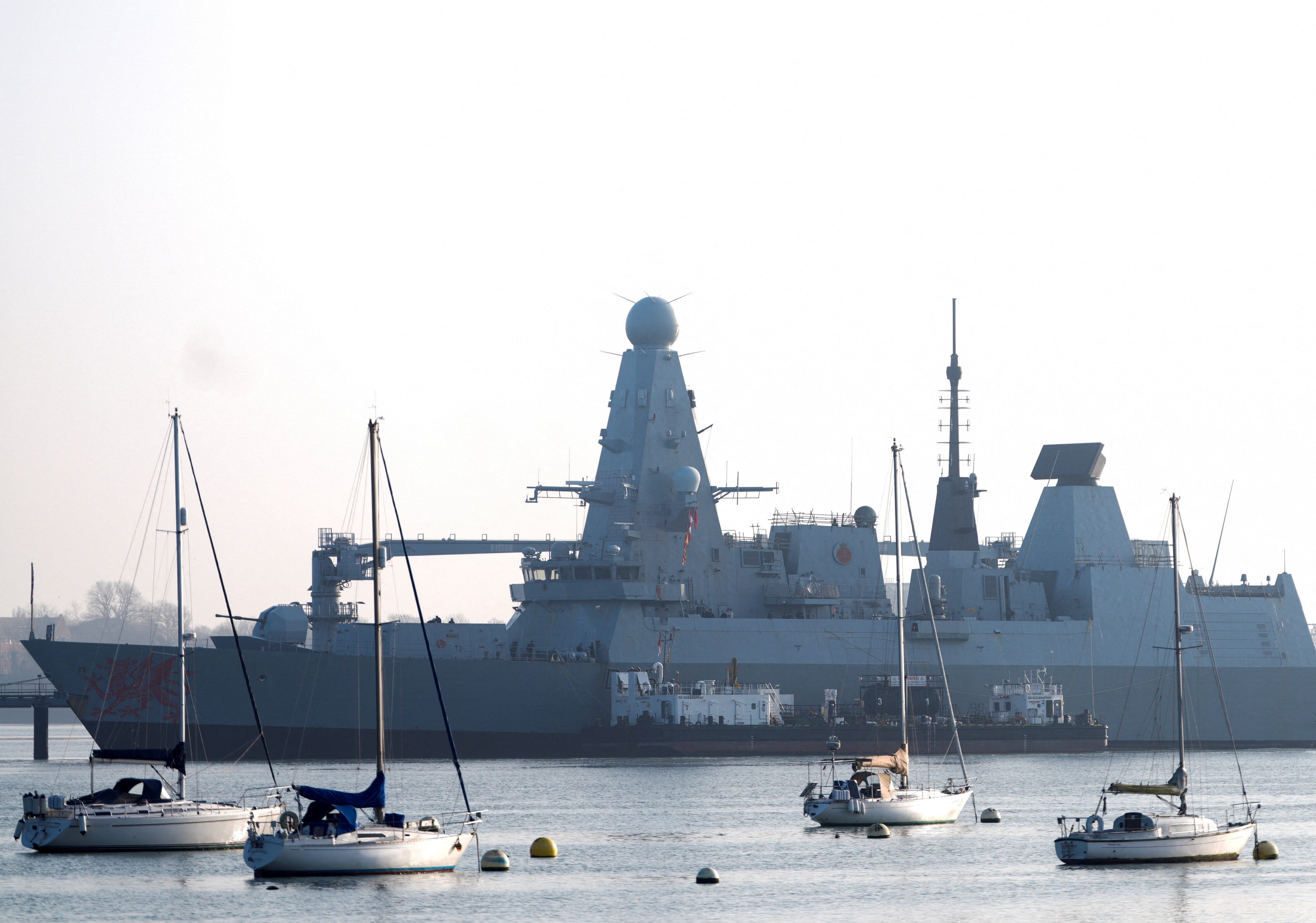 El HMS Dragon en Portsmouth, Gran Bretaña, el 4 de marzo de 2026. REUTERS/Carlos Jasso