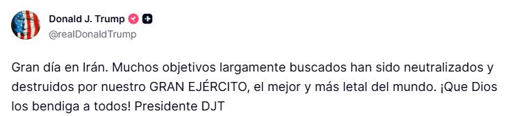 El comunicado de Trump vía Truth