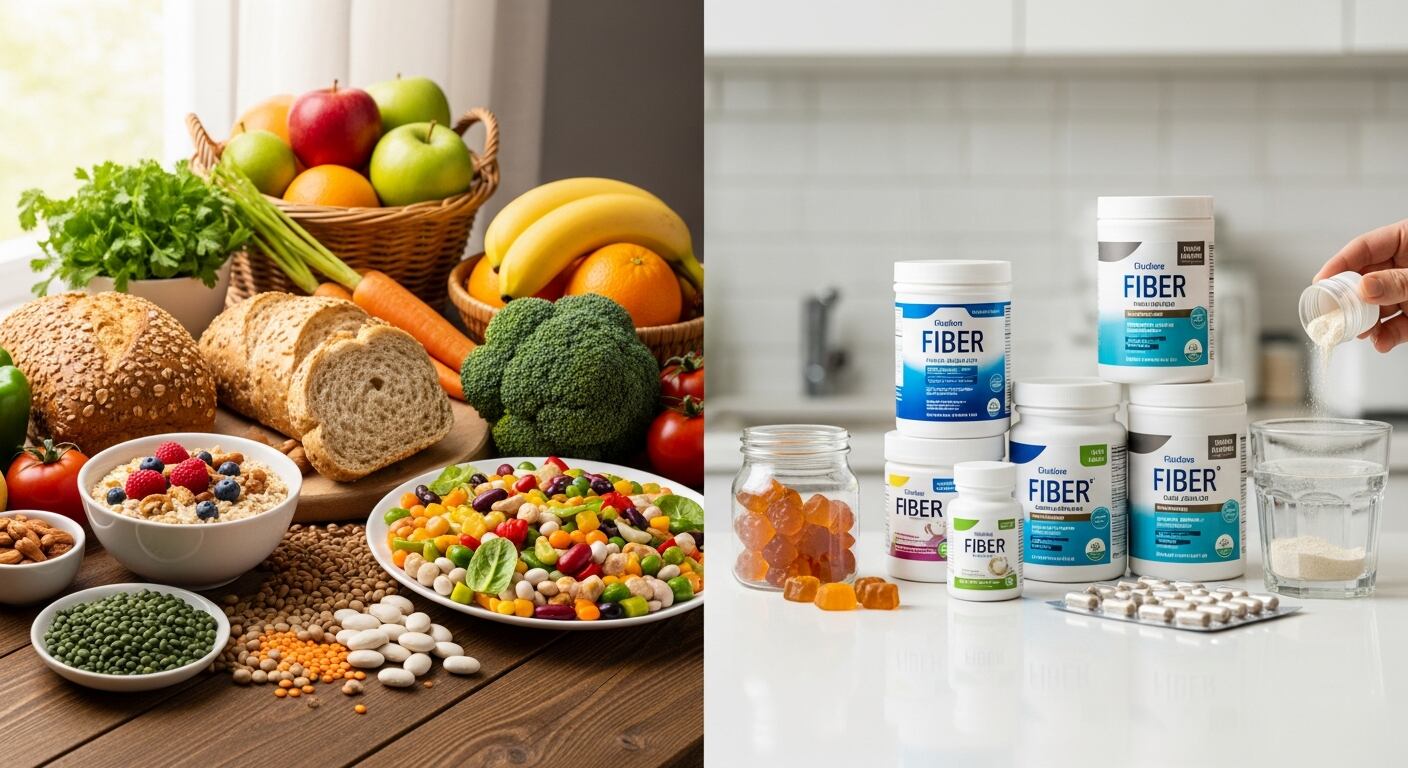 La fibra natural de frutas, verduras y cereales integrales proporciona variedad de nutrientes esenciales que los suplementos no pueden reemplazar en la salud intestinal