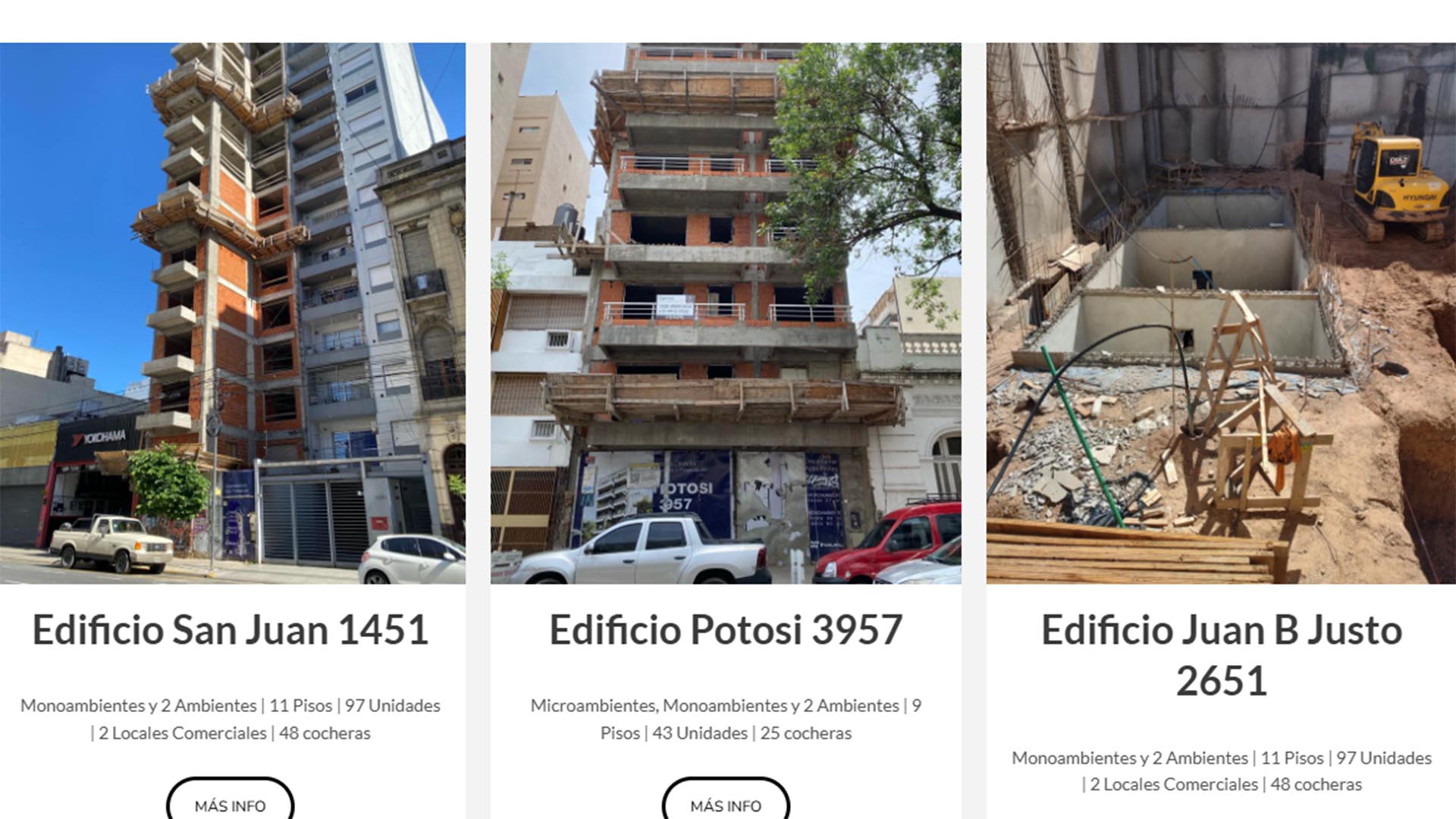Tres desarrollos inmobiliarios de Induplack en su viejo sitio web