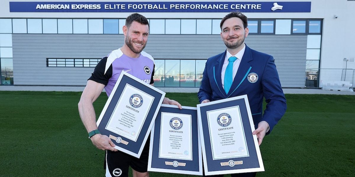 James Milner recibió tres récords Guinness relacionados a su trayectoria profesional (X/Guinness World Records)