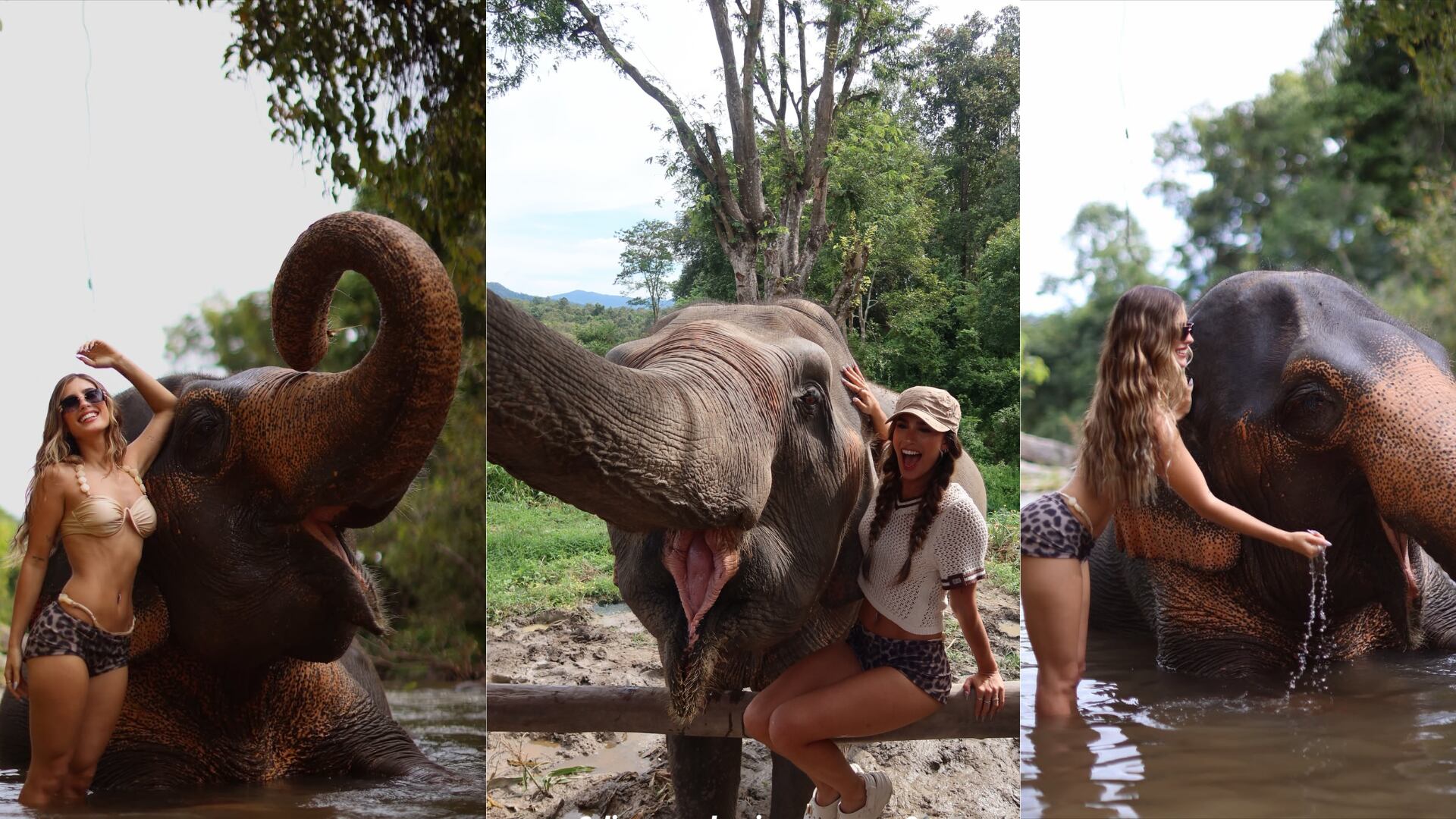 Juli Poggio fue de visita a un santuario de elefantes en Tailandia