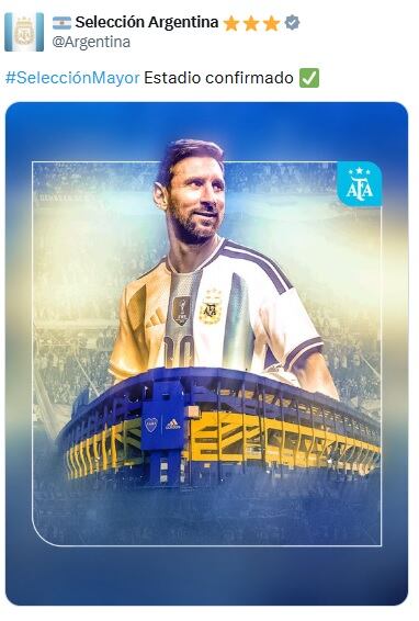 Argentina jugará en La Bombonera antes del Mundial 2026 (Foto: AFA)