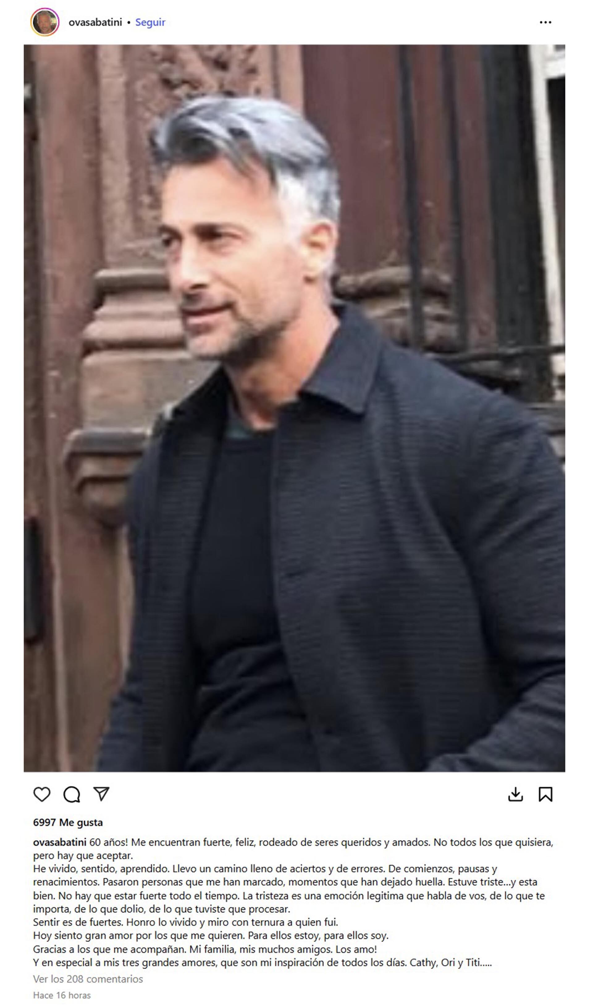 Ova Sabatini y sus palabras en el día de su cumpleaños número 60