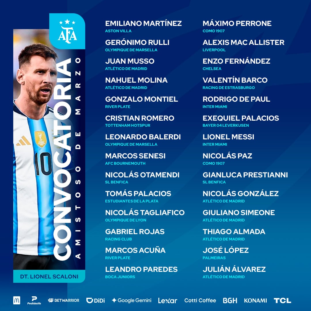 La Asociación del Fútbol Argentino (AFA) presentó la nómina de jugadores seleccionados por Lionel Scaloni para el partido amistoso contra Guatemala.