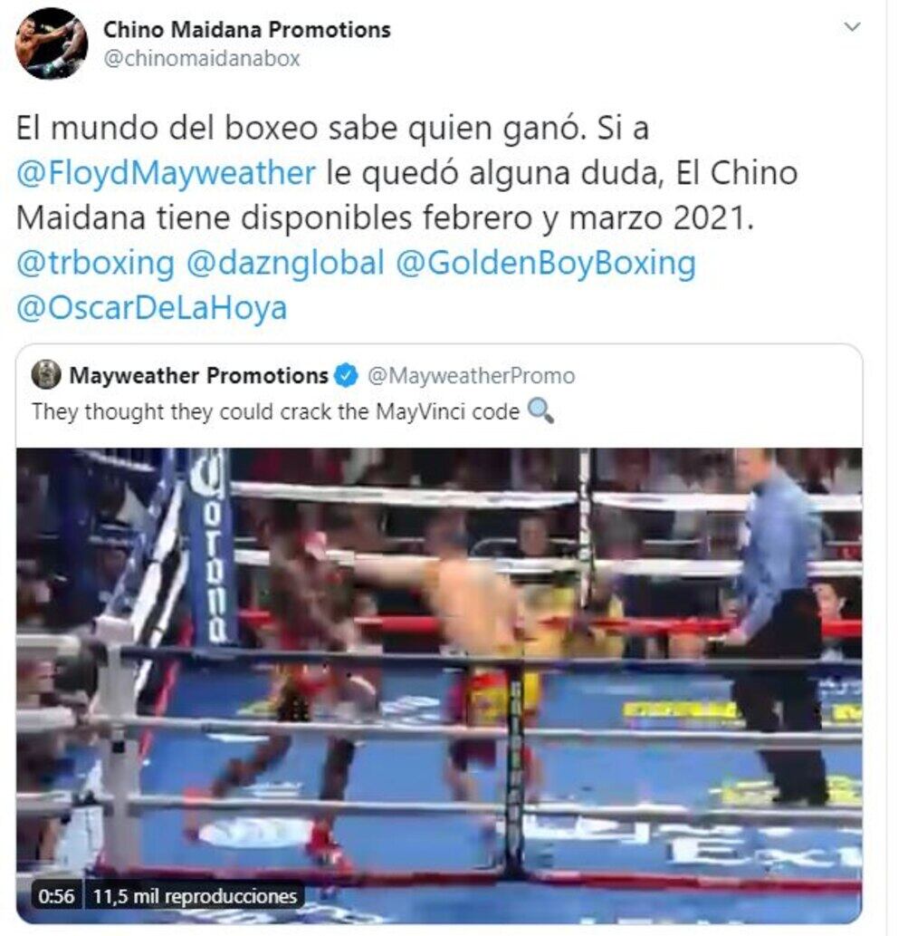 La chicana del team del Chino Maidana a la provocación del rincón de Floyd Mayweather en las redes