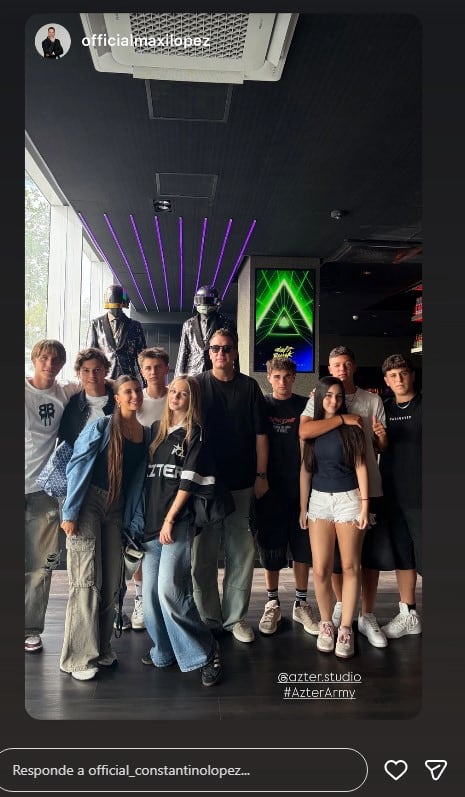 Rodeado de jóvenes, Maxi López disfrutó de una salida con sus hijos y sus amigos (Instagram)