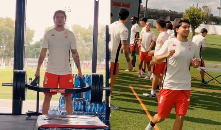 Lucas Blondel se entrenó con su nuevo equipo (Prensa Huracán)