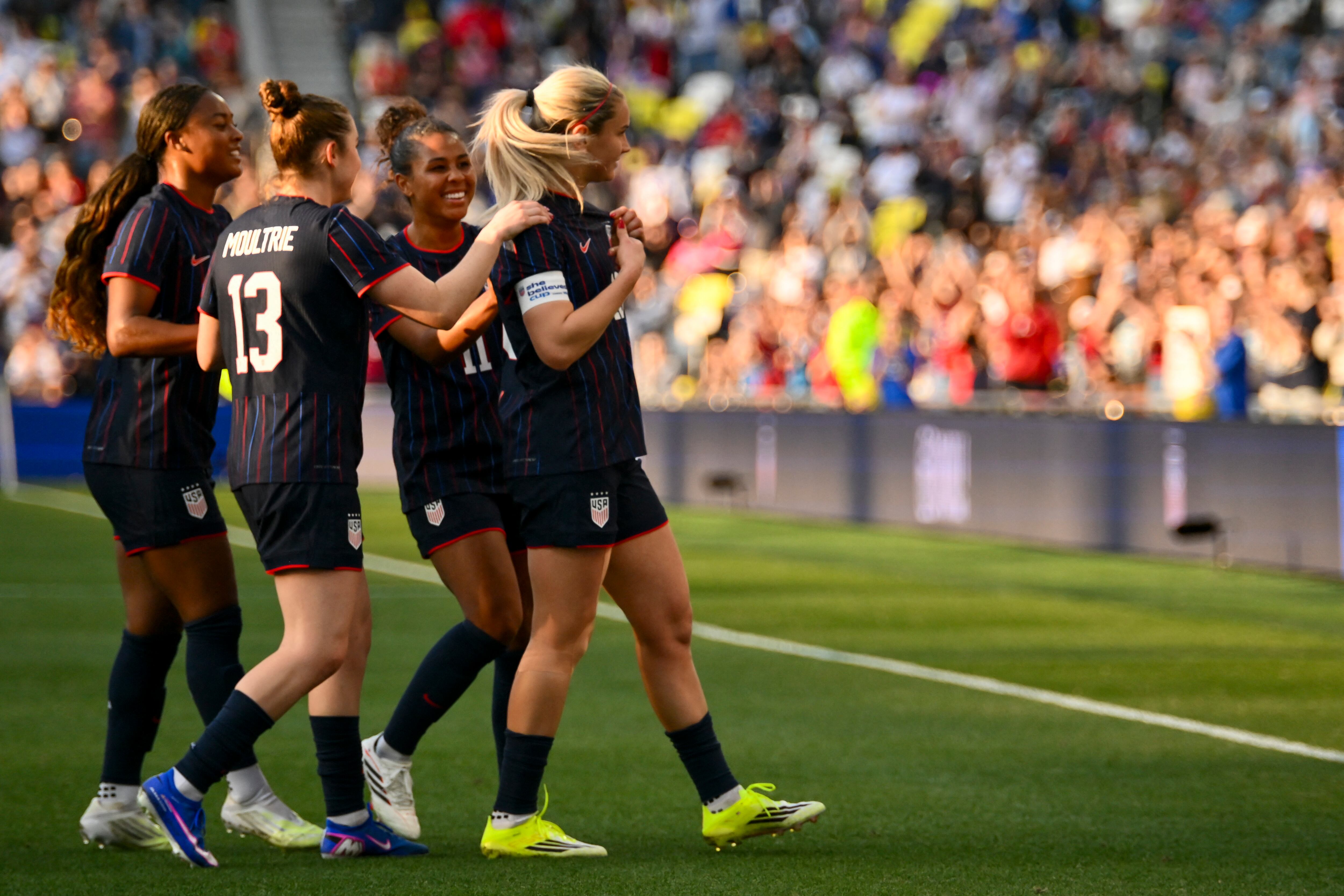 Estados Unidos se impuso con goles de Lindsey Heaps y Jaedyn Shaw (Credit: Steve Roberts-Imagn Images)