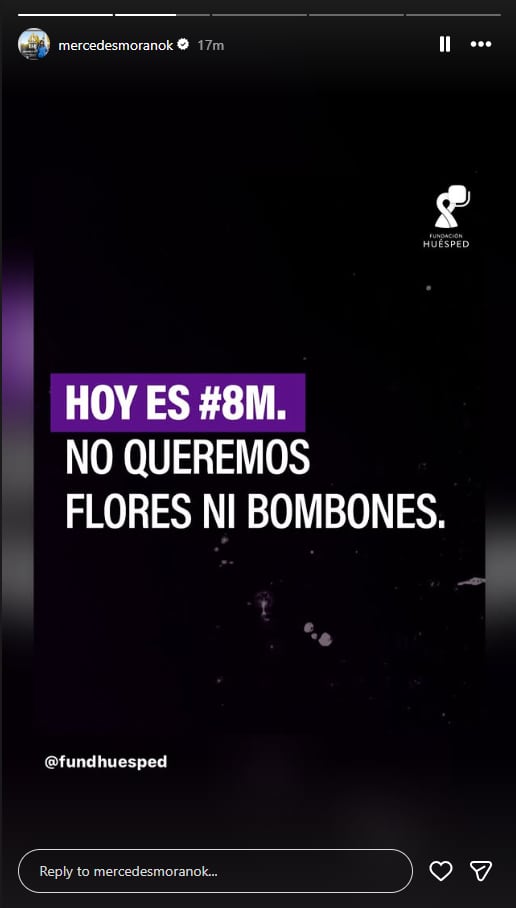 Mercedes Morán compartió un contundente mensaje en el 8M: 