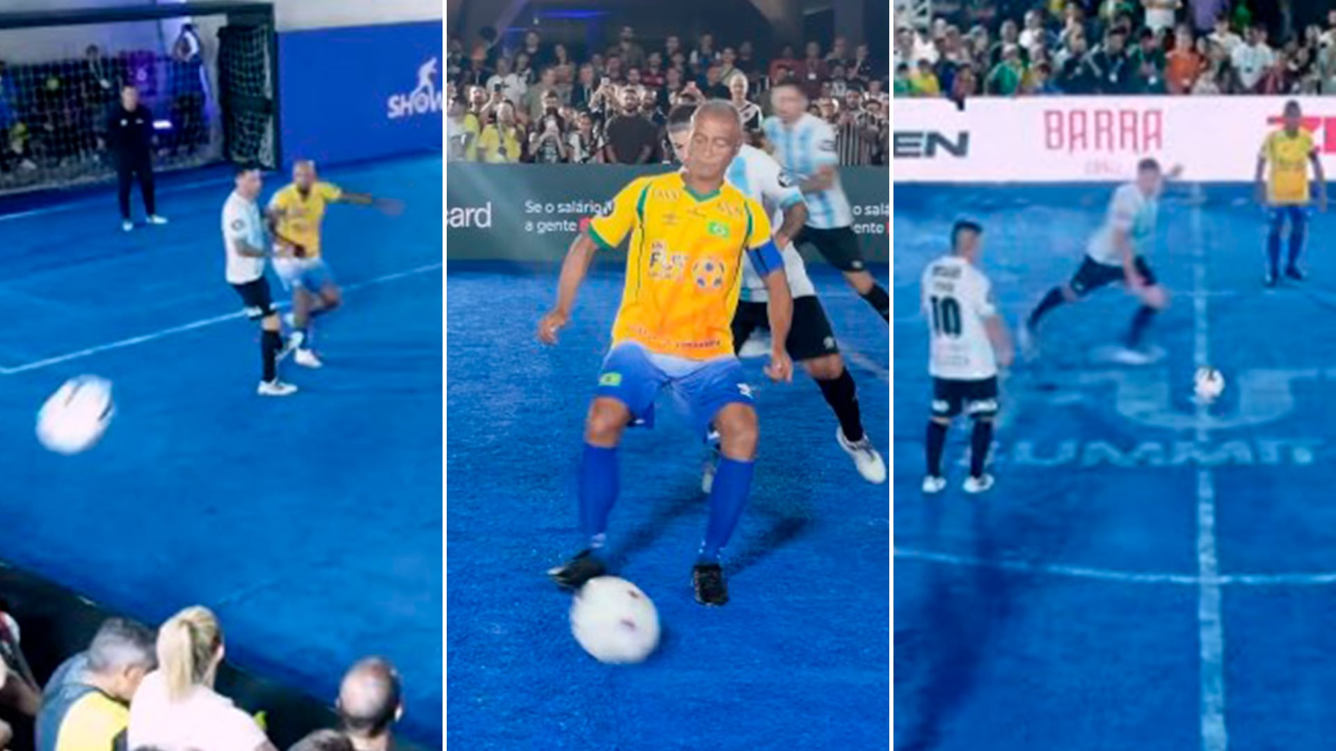 Las estrellas de Brasil y Argentina protagonizaron un partido de showbol