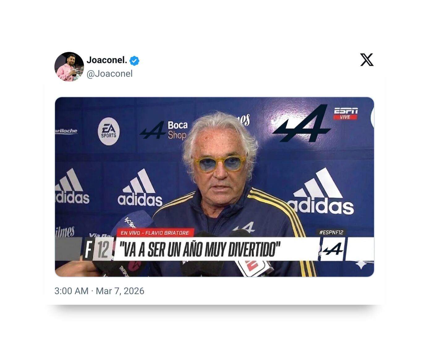 Flavio Briatore, en una entrevista en vivo, predice un