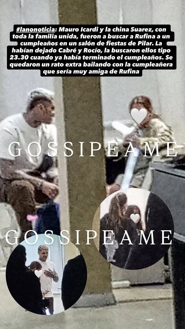 Mauro Icardi y la China Suárez, junto a su familia ensamblada, fueron vistos recogiendo a Rufina de un cumpleaños en un salón de fiestas en Pilar, quedándose a bailar con la cumpleañera.