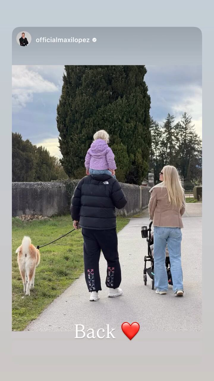 Maxi López, Daniela Christiansson y sus hijos juntos a poco tiempo de su reencuentro (Instagram)