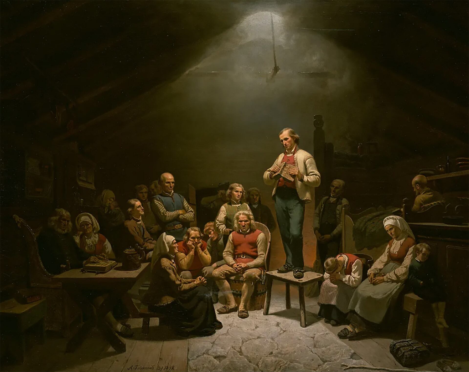 'Reunión de pietistas', 1852, de Adolph Tidemand 